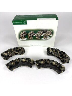 Department 56 Fieldstone Curved Wall Bench Village Accessories 2001 Retired